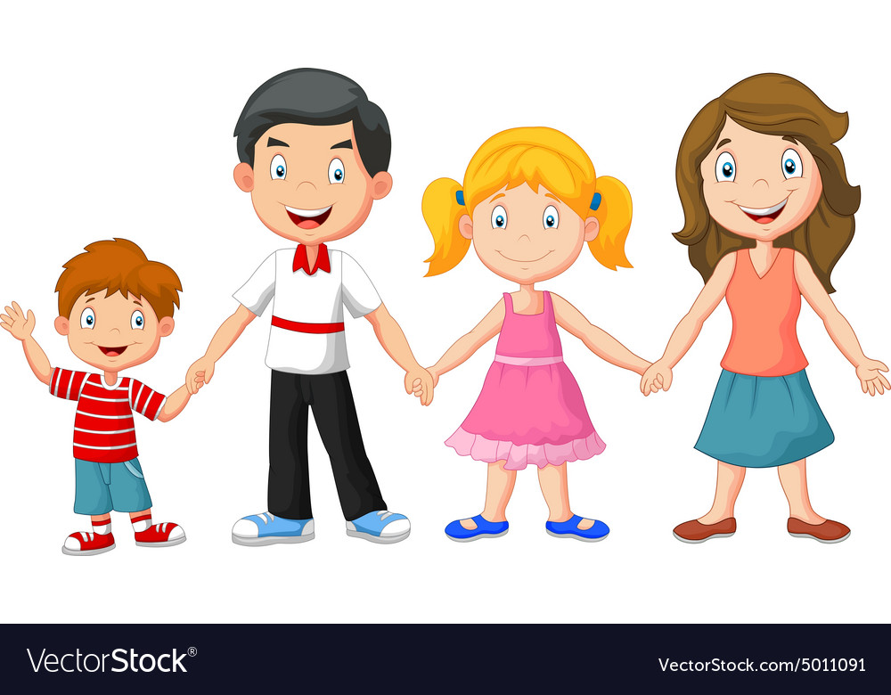 Happy family holding hands Royalty Free Vector Image