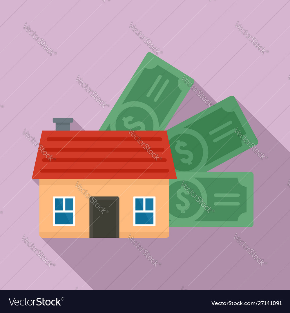 House money mortgage icon flat style Royalty Free Vector