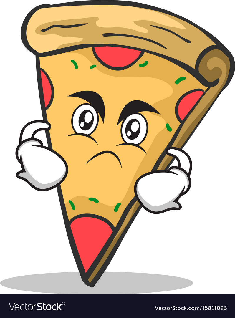 Angry face pizza character cartoon Royalty Free Vector Image