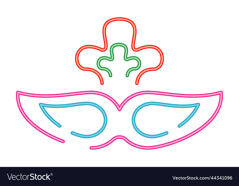 Carnival mask neon style Royalty Free Vector Image