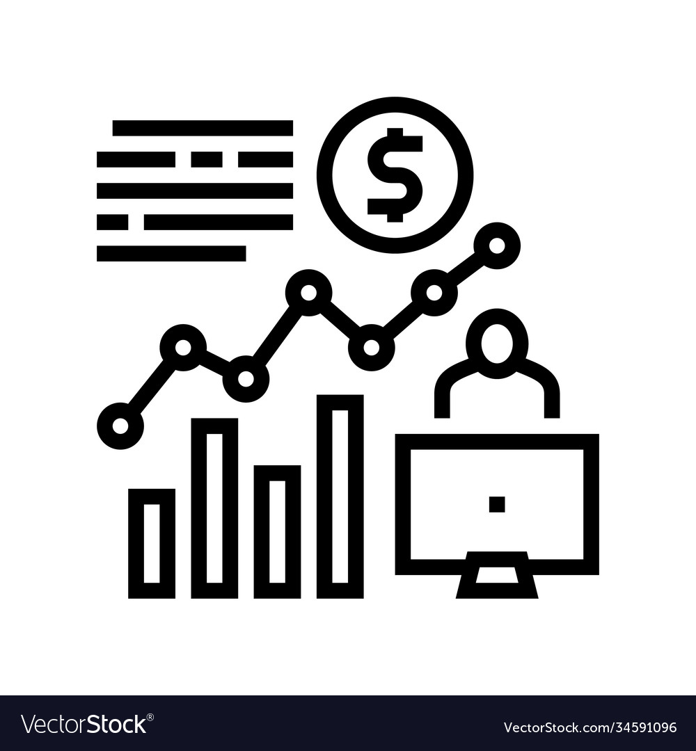 Manager making market research line icon