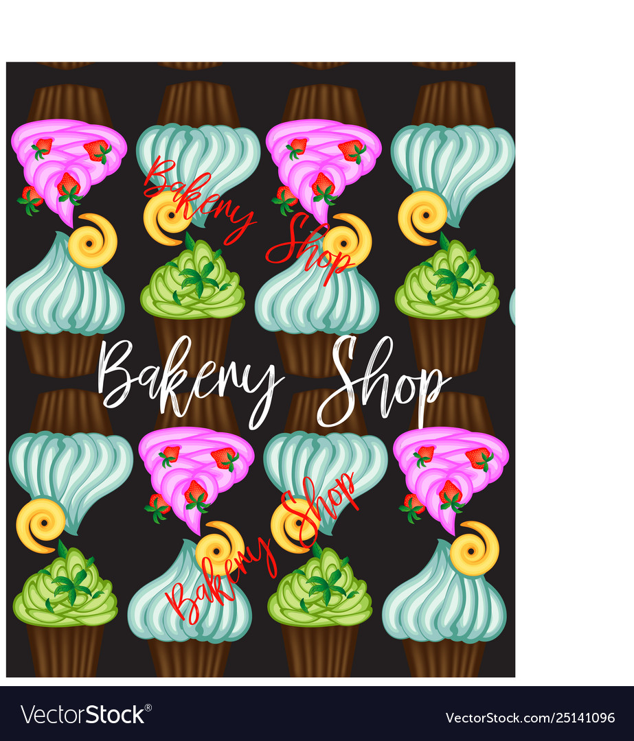 Muffin or cake with cream and cherry colored flat Vector Image