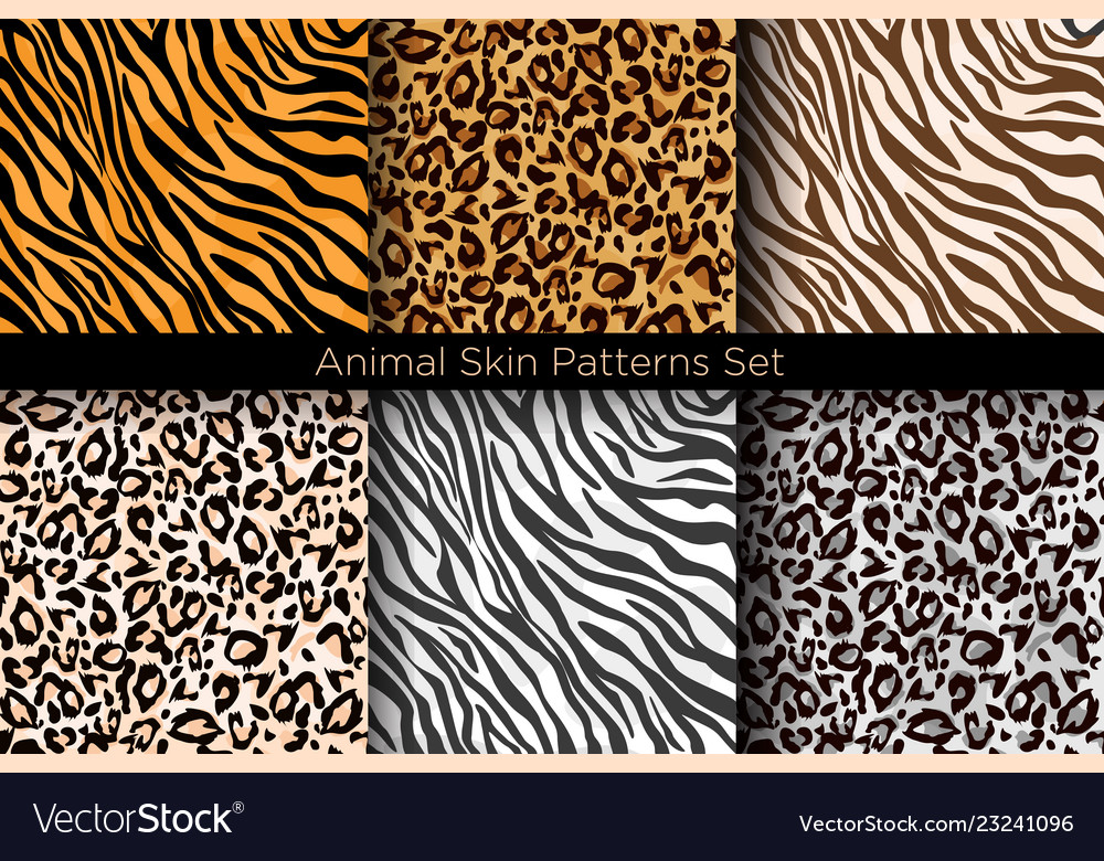Set of animal seamless prints vector image Set of animal seamless prints
