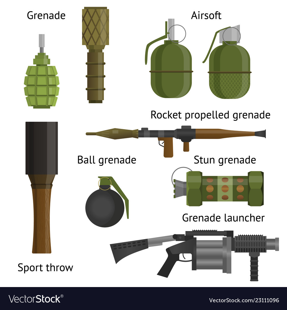 Set of military weapons and shotgun in the Vector Image