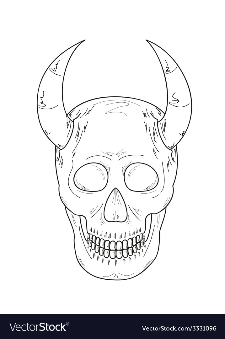 skull with horns drawing