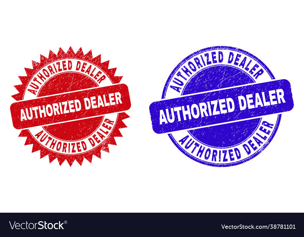 Authorized dealer rounded and rosette watermarks Vector Image