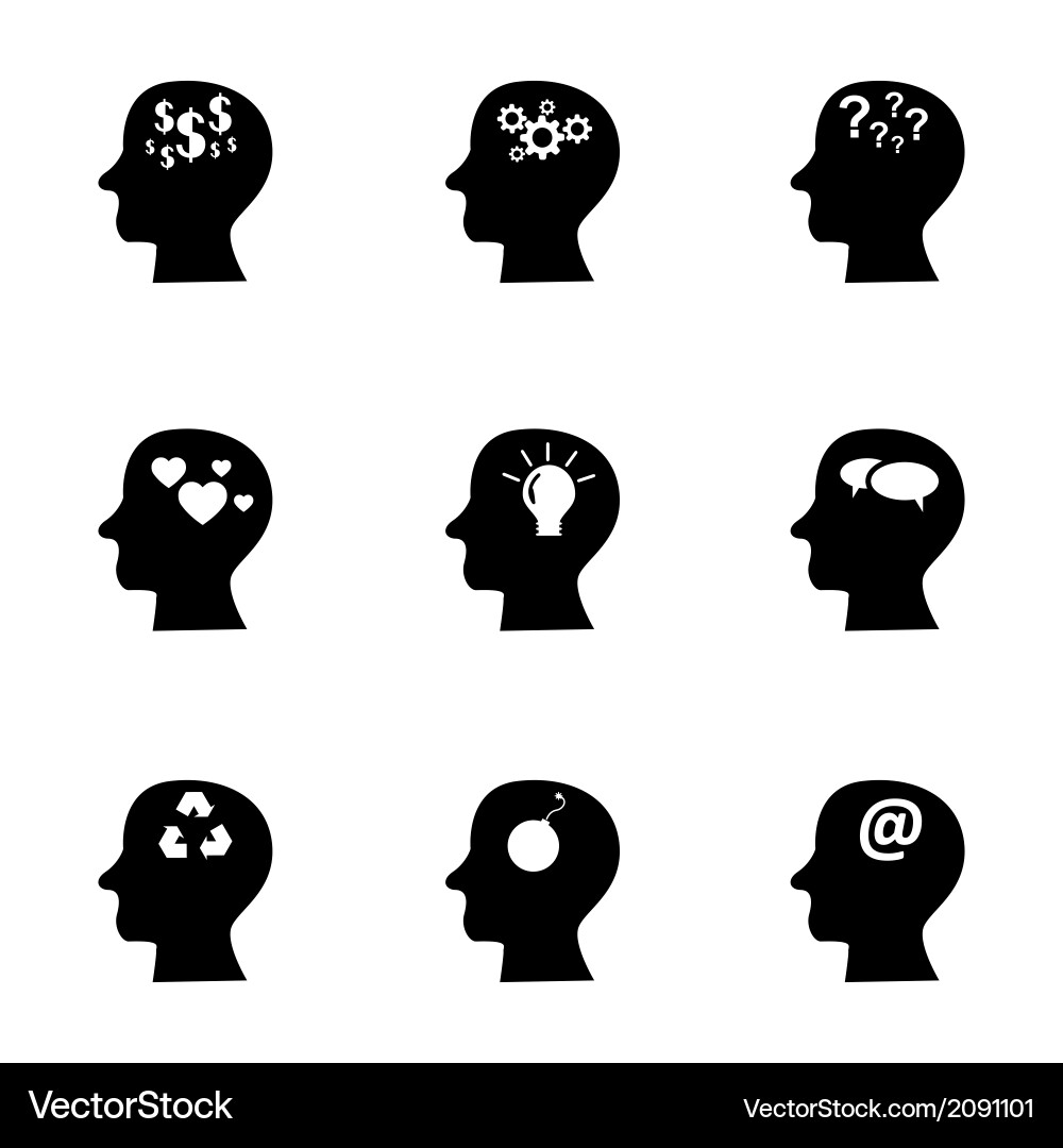 Black thoughts icons set Royalty Free Vector Image