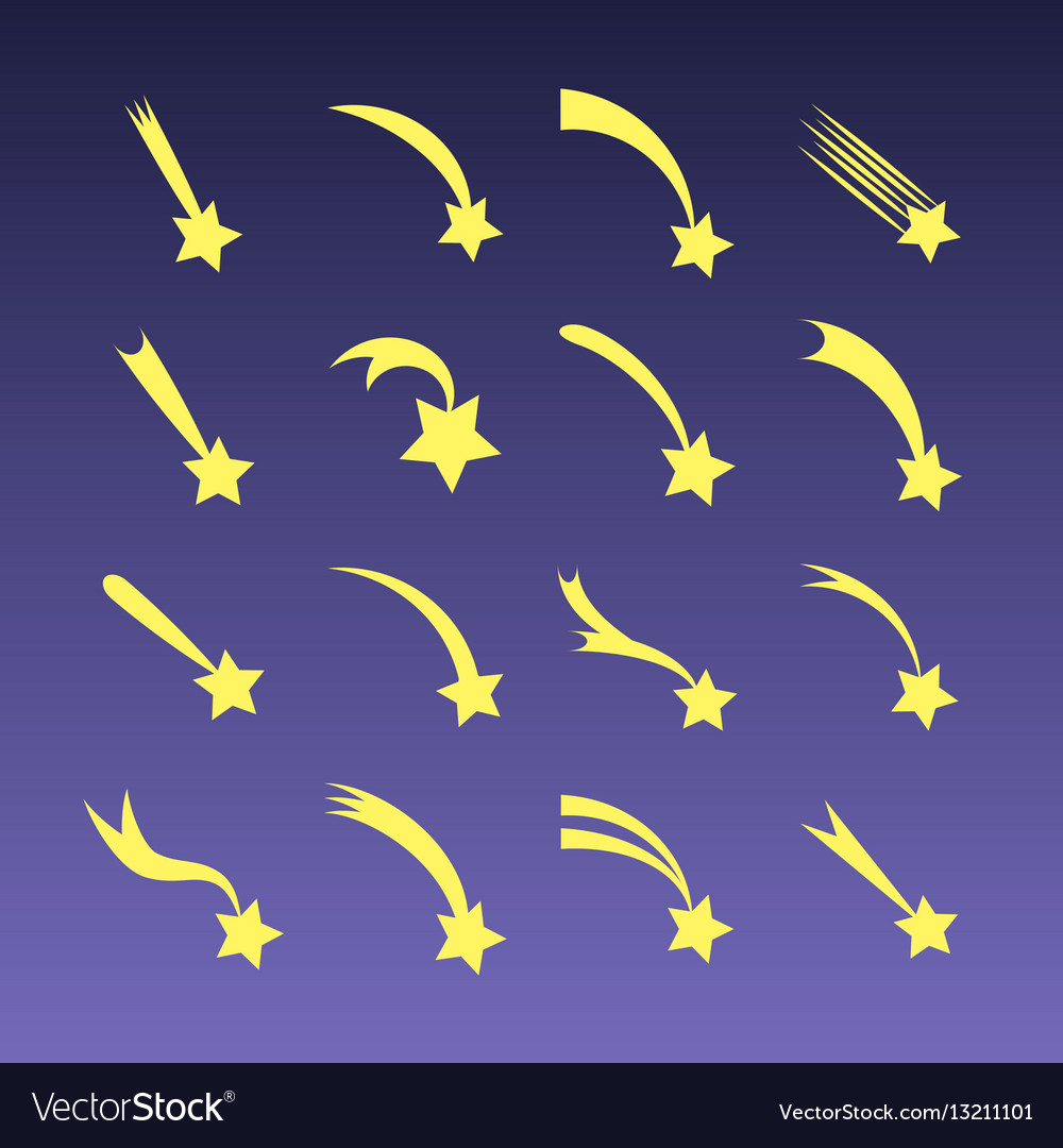 Cartoon shooting stars comets or meteors Vector Image