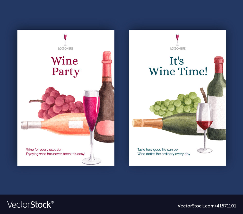 Greeting card template with wine party Royalty Free Vector