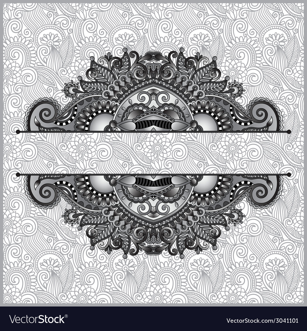 Grey vintage floral ornamental template on flower Vector Image