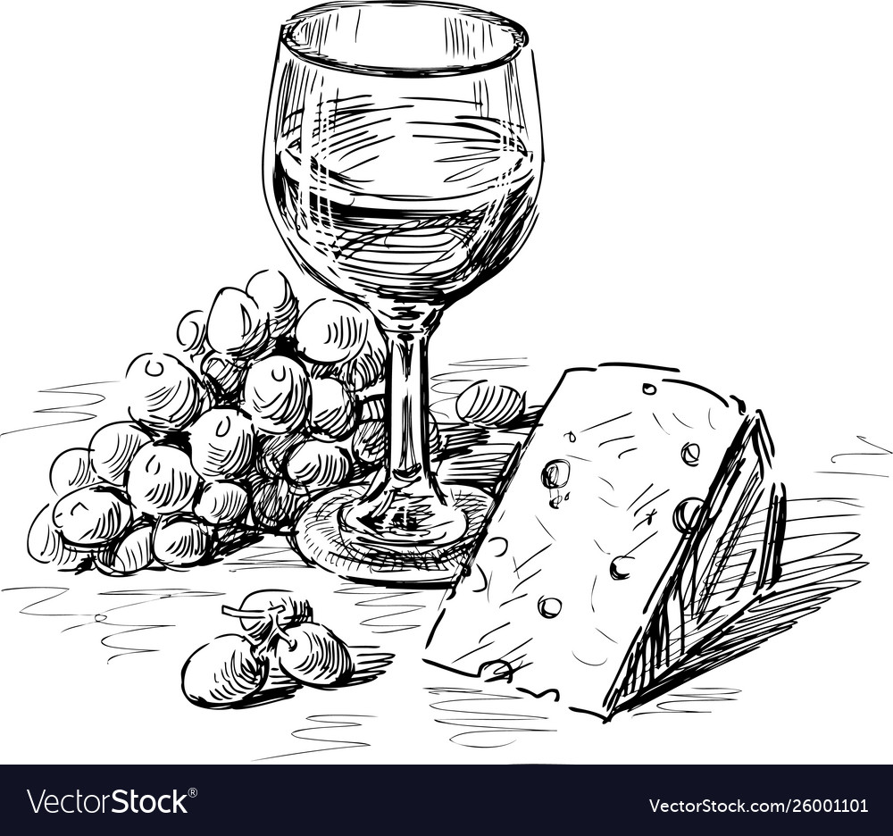 Wine and cheese Royalty Free Vector Image VectorStock