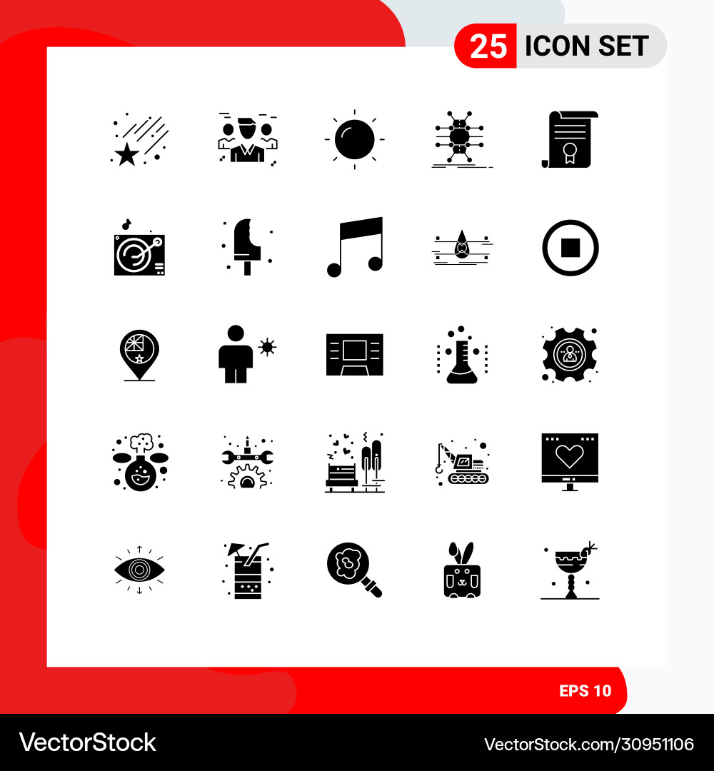 25 user interface solid glyph pack modern Vector Image