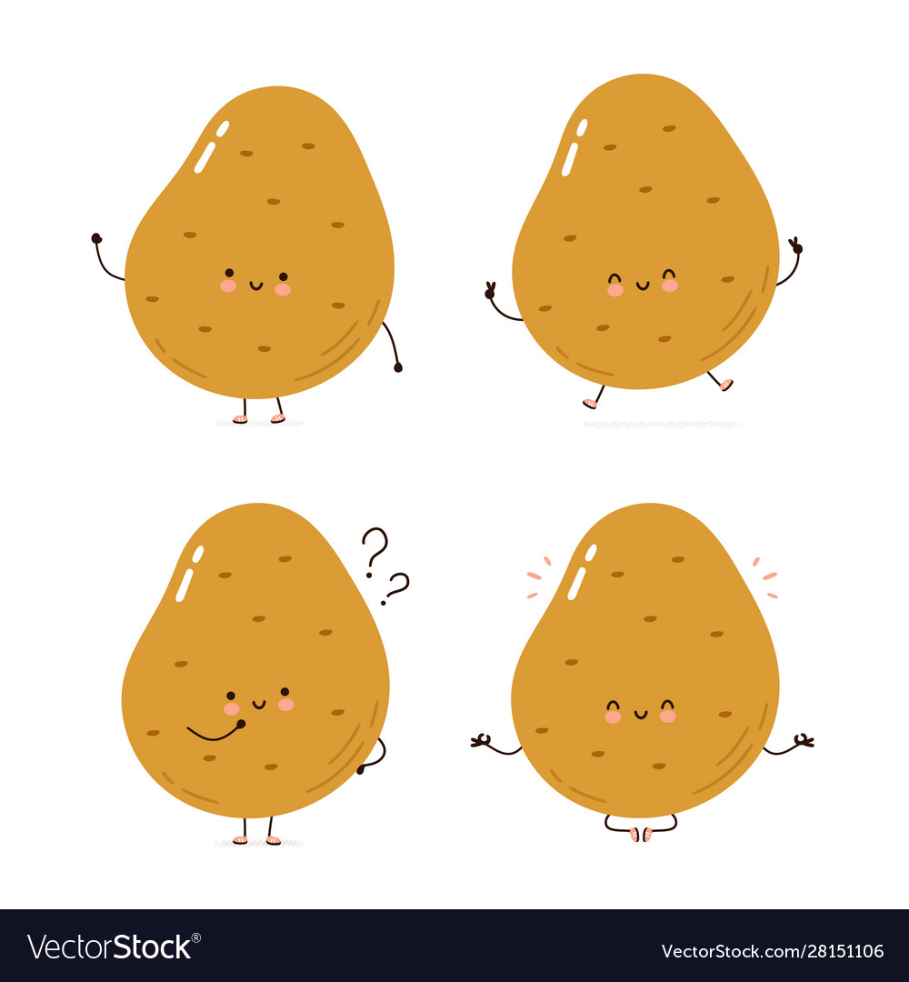 Cute Happy Potato Character Set Collection Vector Image 1907