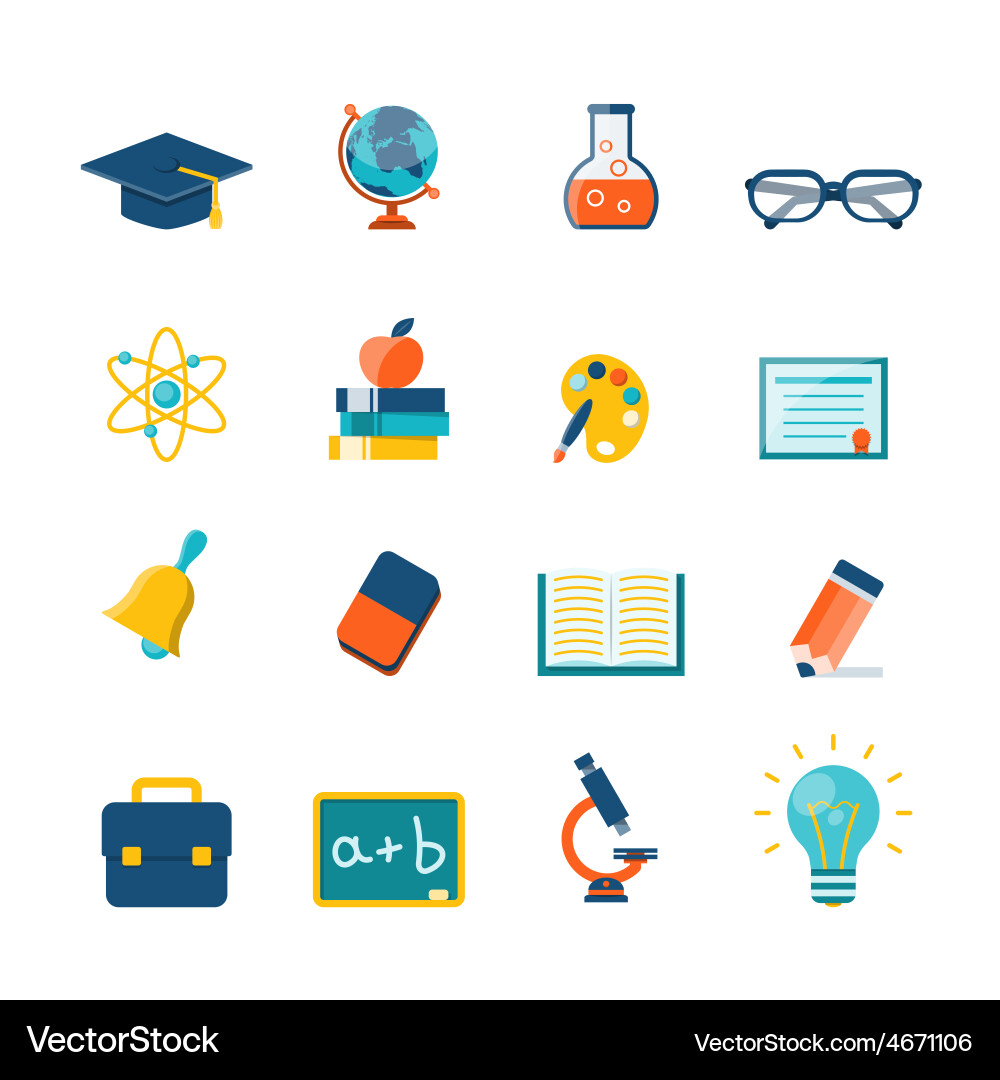 Education flat icons Royalty Free Vector Image