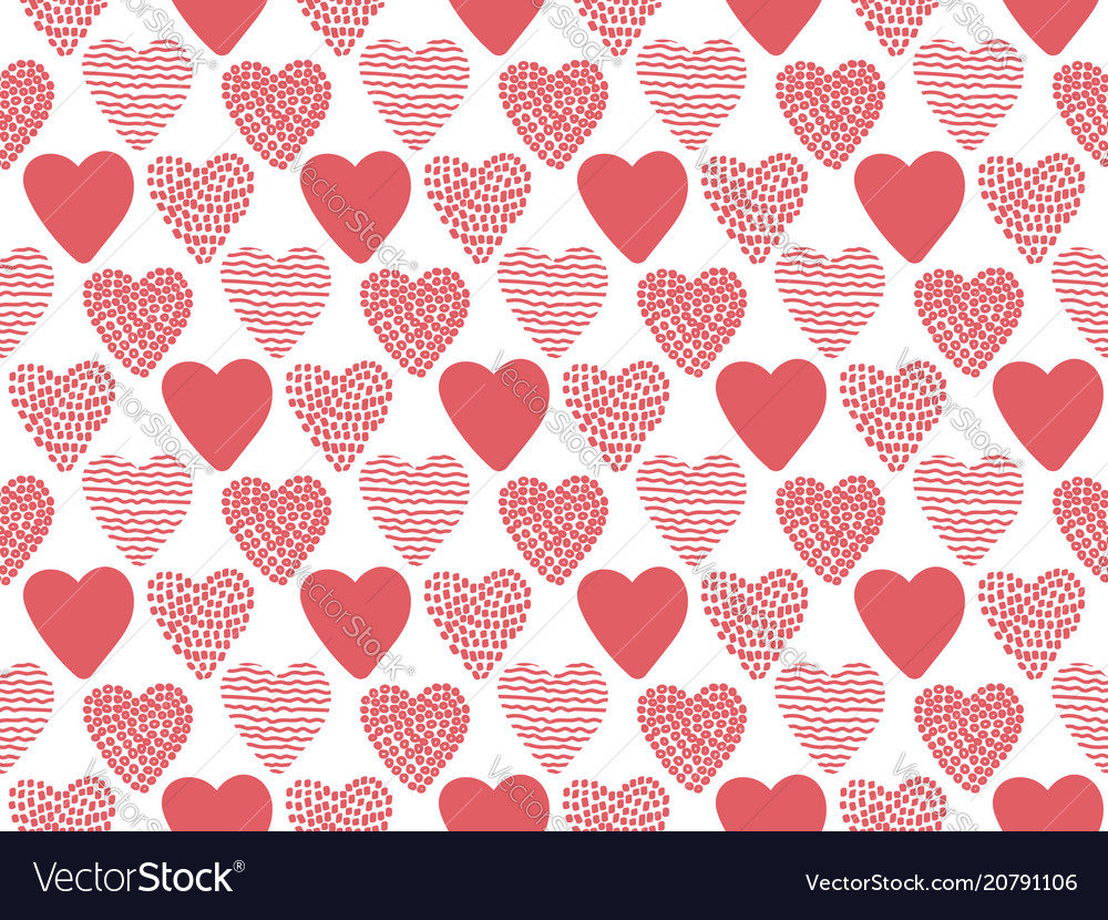 Hand drawn valentine hearts seamless pattern vector image Hand drawn valentine hearts seamless pattern