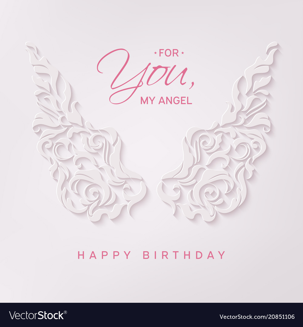 Happy birthday card with angel wings Royalty Free Vector