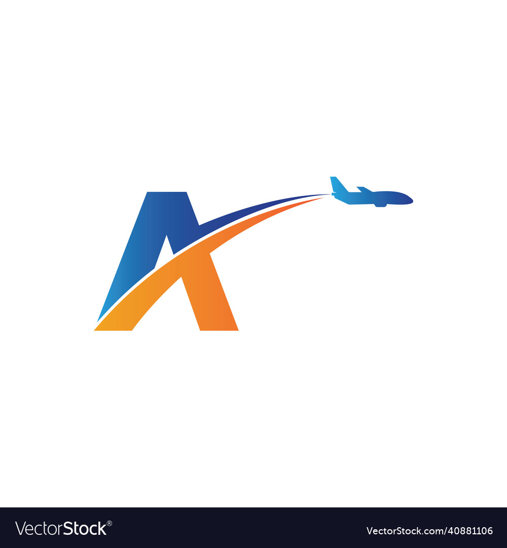 Letter A Air Travel Logo Design Template Vector Image