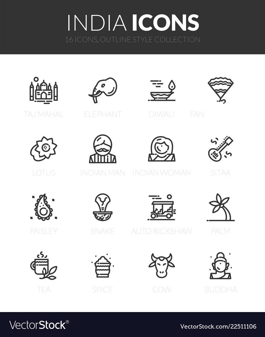 Outline black icons set Royalty Free Vector Image