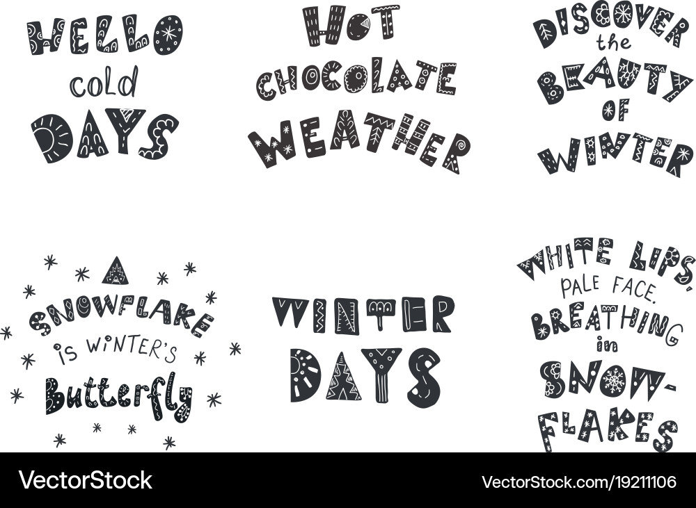 Set winter quotes and phrases hand drawn Vector Image