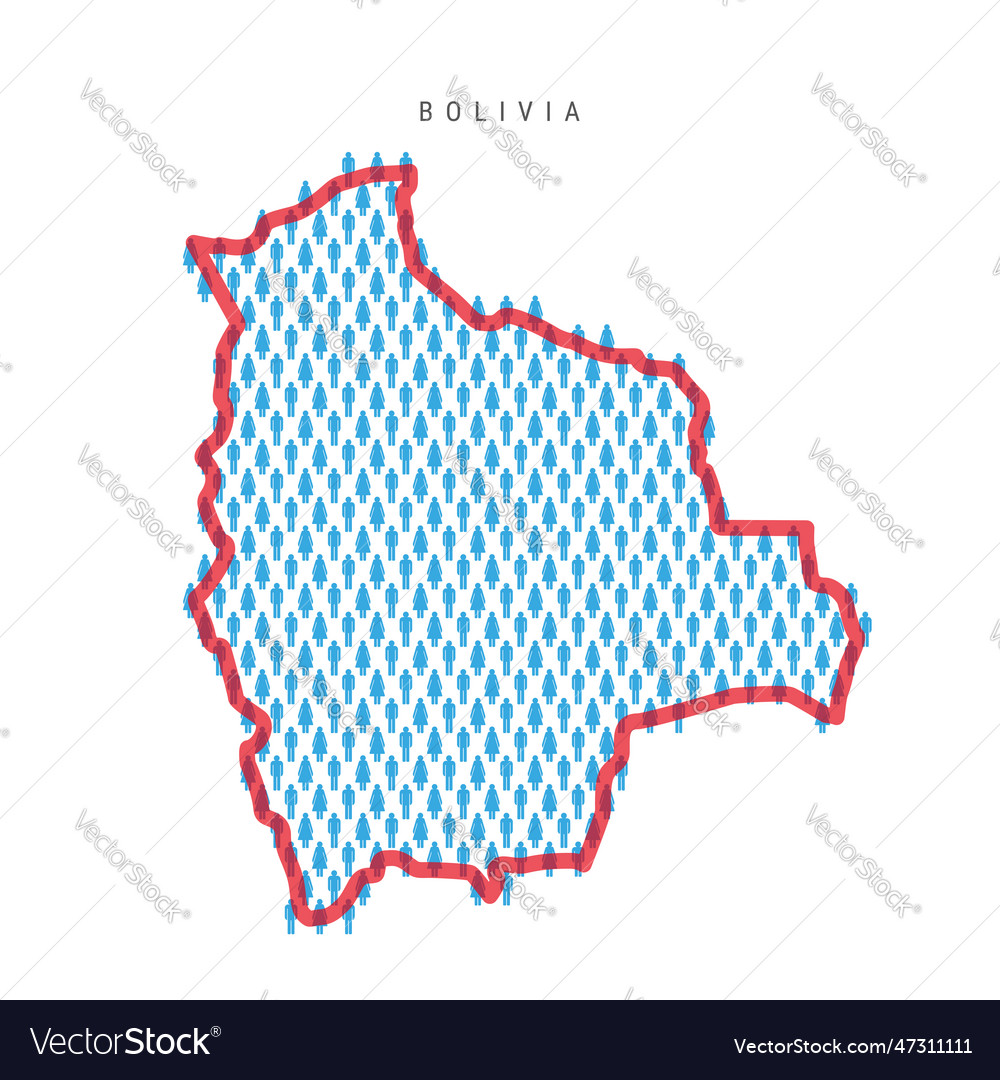 Bolivia population map stick figures bolivian Vector Image
