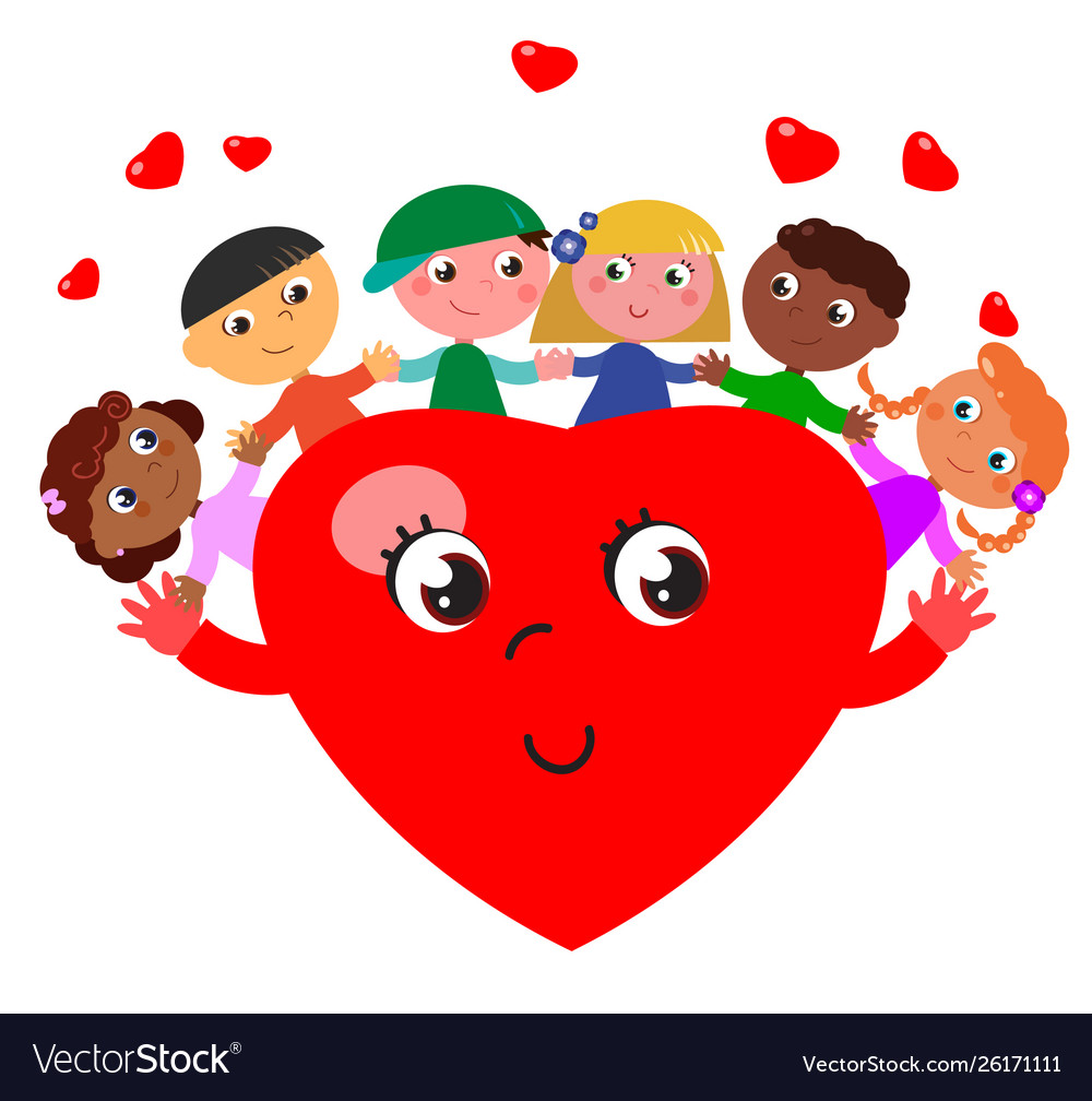 Children friends and cute heart