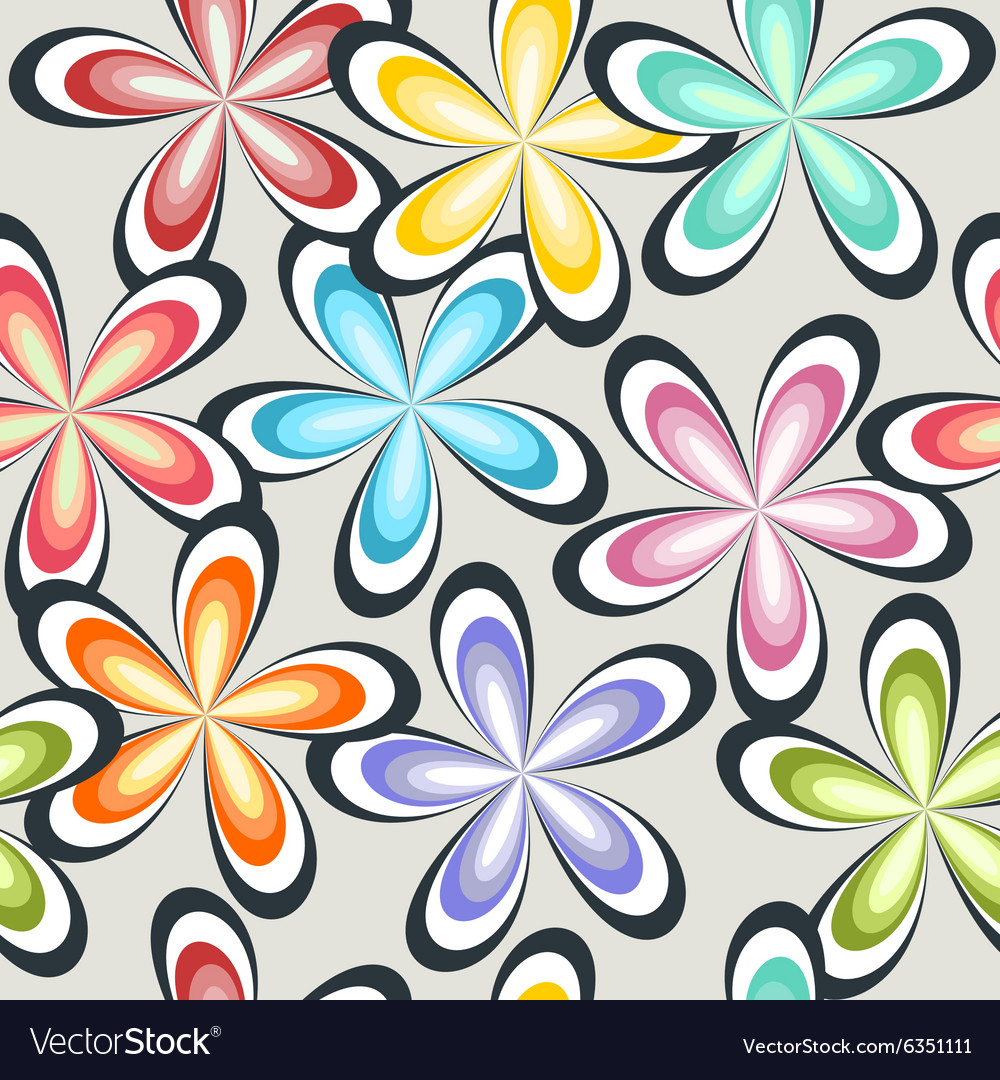 Seamless Abstract 70s Flowers Pattern Royalty Free Vector