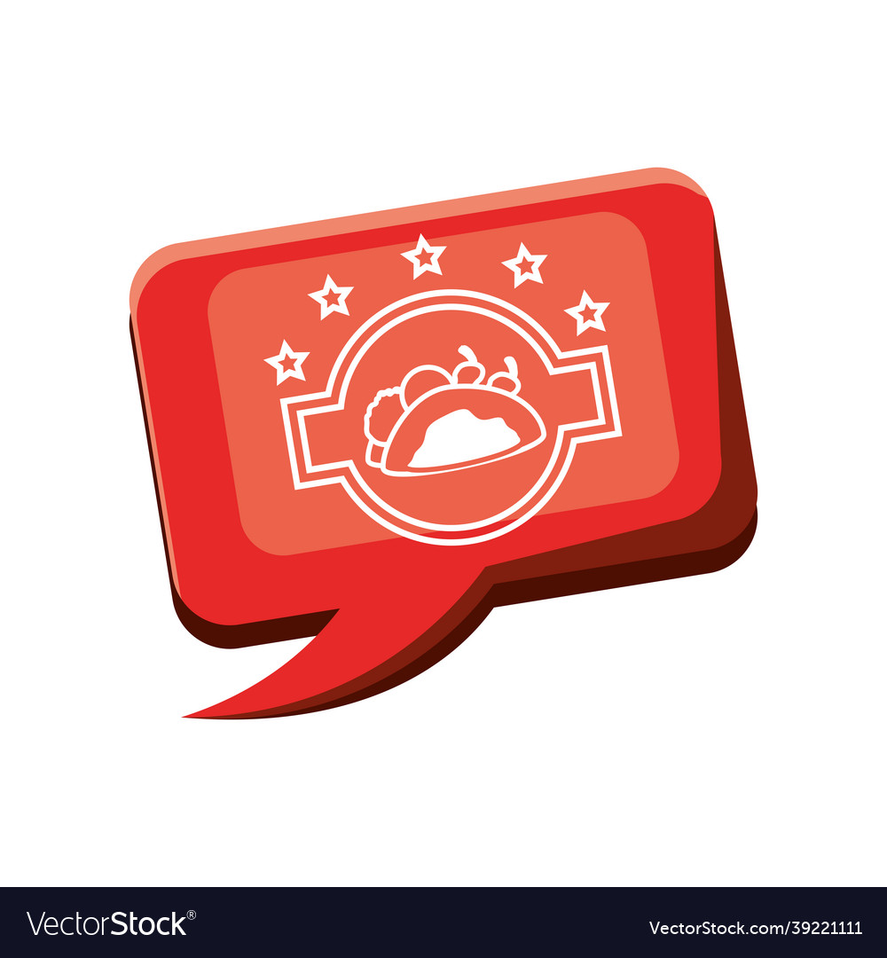 Taco food in speech bubble Royalty Free Vector Image