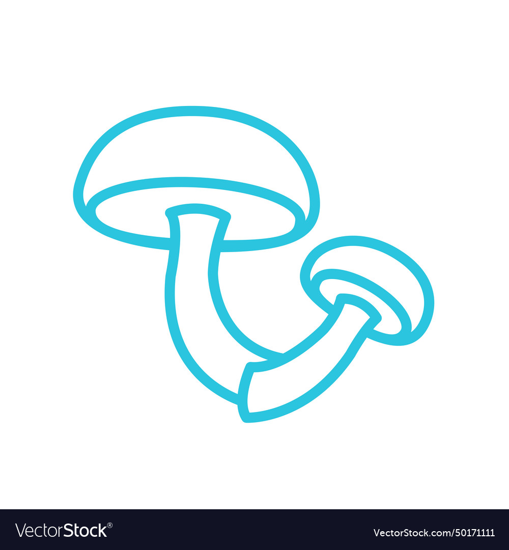 Two mushrooms fungi shitake icon from blue