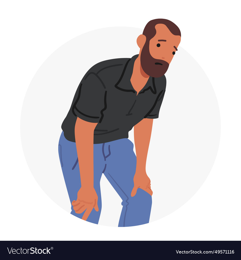 Man with dyspnea gasping for breath perspiring Vector Image
