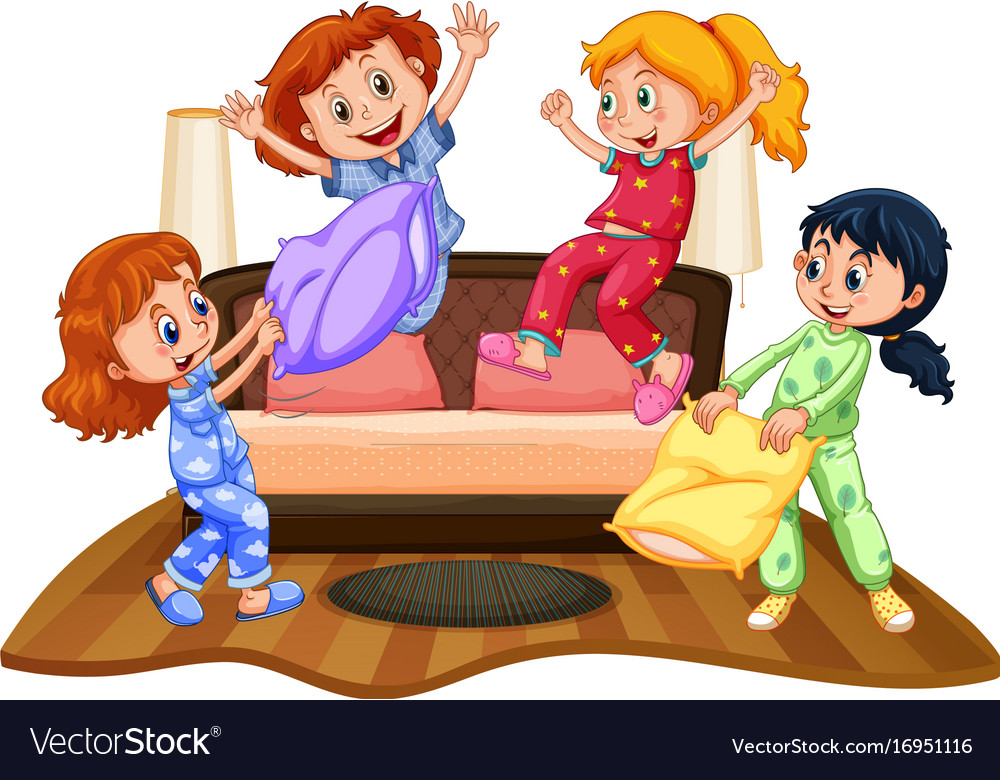 Many Girls At Slumber Party Royalty Free Vector Image