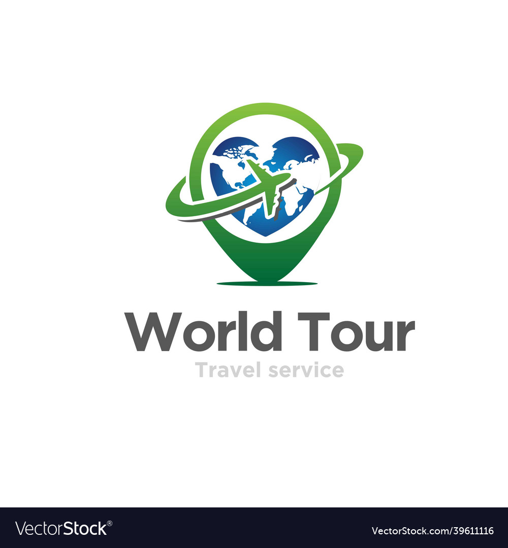 Pin map world tour logo designs simple modern Vector Image