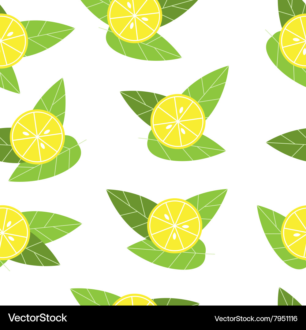 Seamless lemon pattern on white background Vector Image