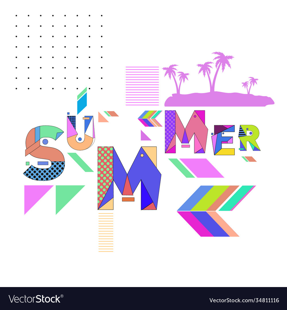 Trendy summer cards with memphis style typography Vector Image