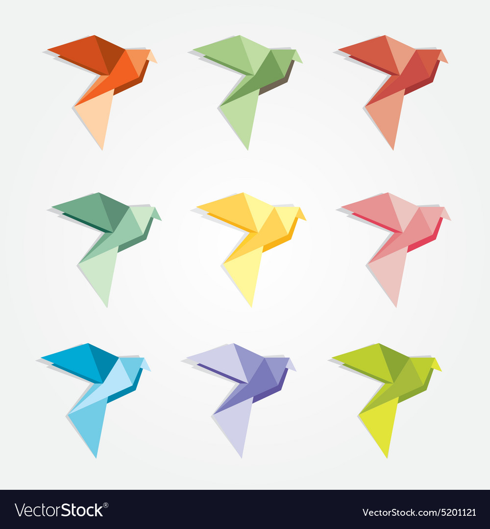 3d origami low polygon birds