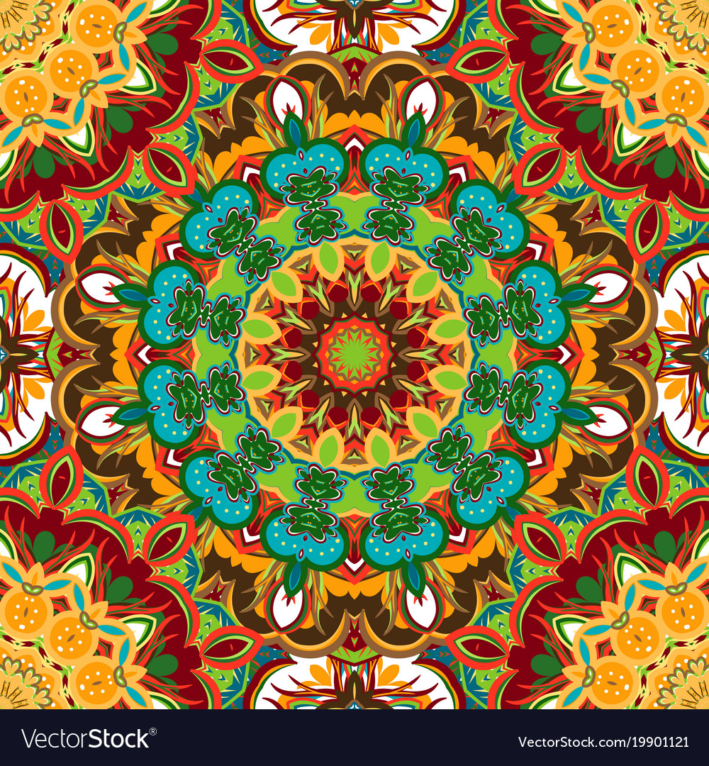 Festival Art Seamless Mandala Pattern Ethnic Vector Image