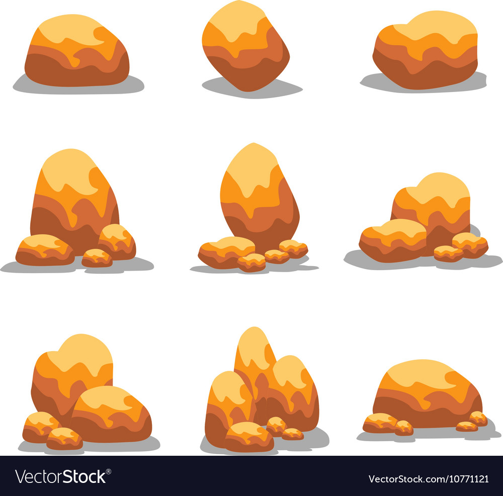 Goldn stone object set Royalty Free Vector Image