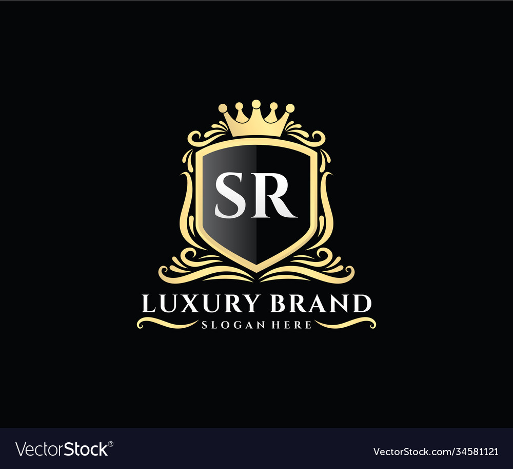 Sr initial letter gold calligraphic feminine Vector Image