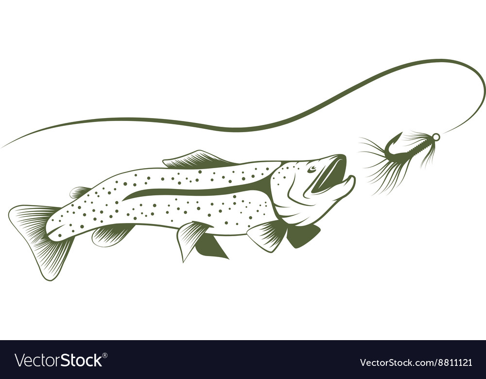 Trout And Lure Design Template Royalty Free Vector Image