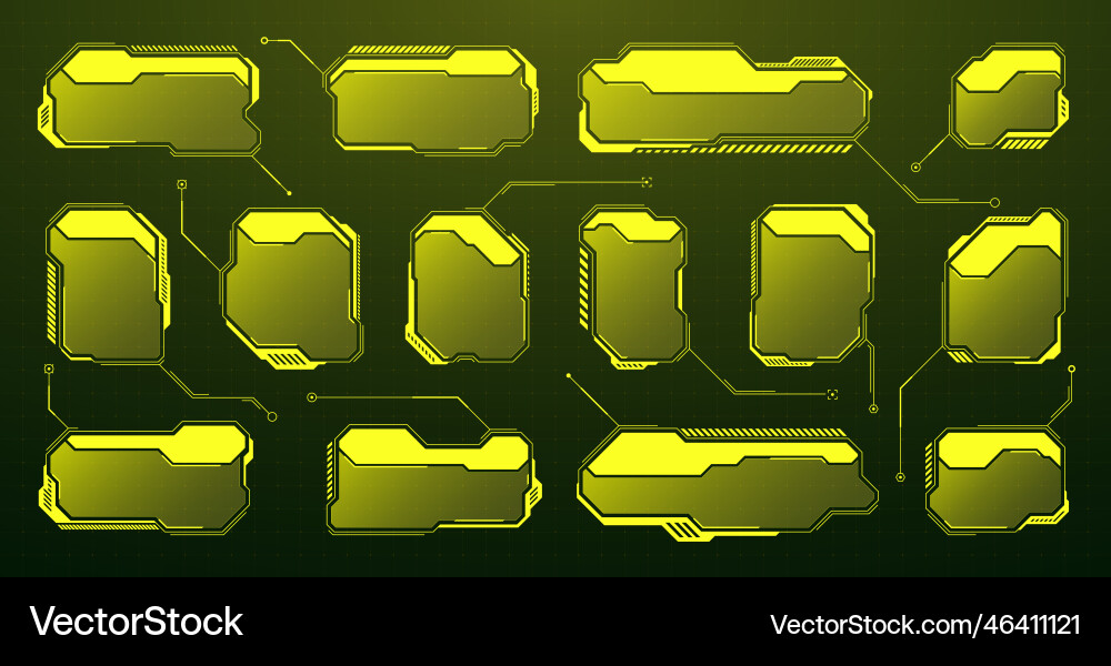 Yellow futuristic hud ui elements sci-fi user Vector Image