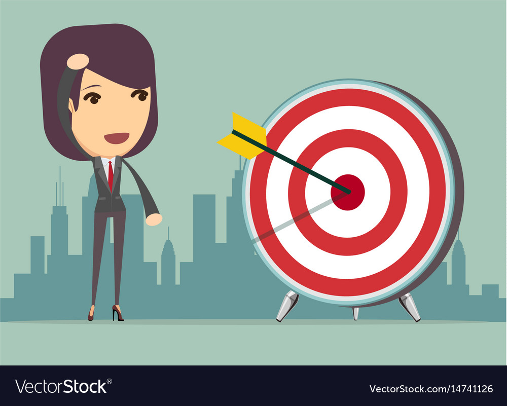 Bright picture of businesswoman with dart Vector Image