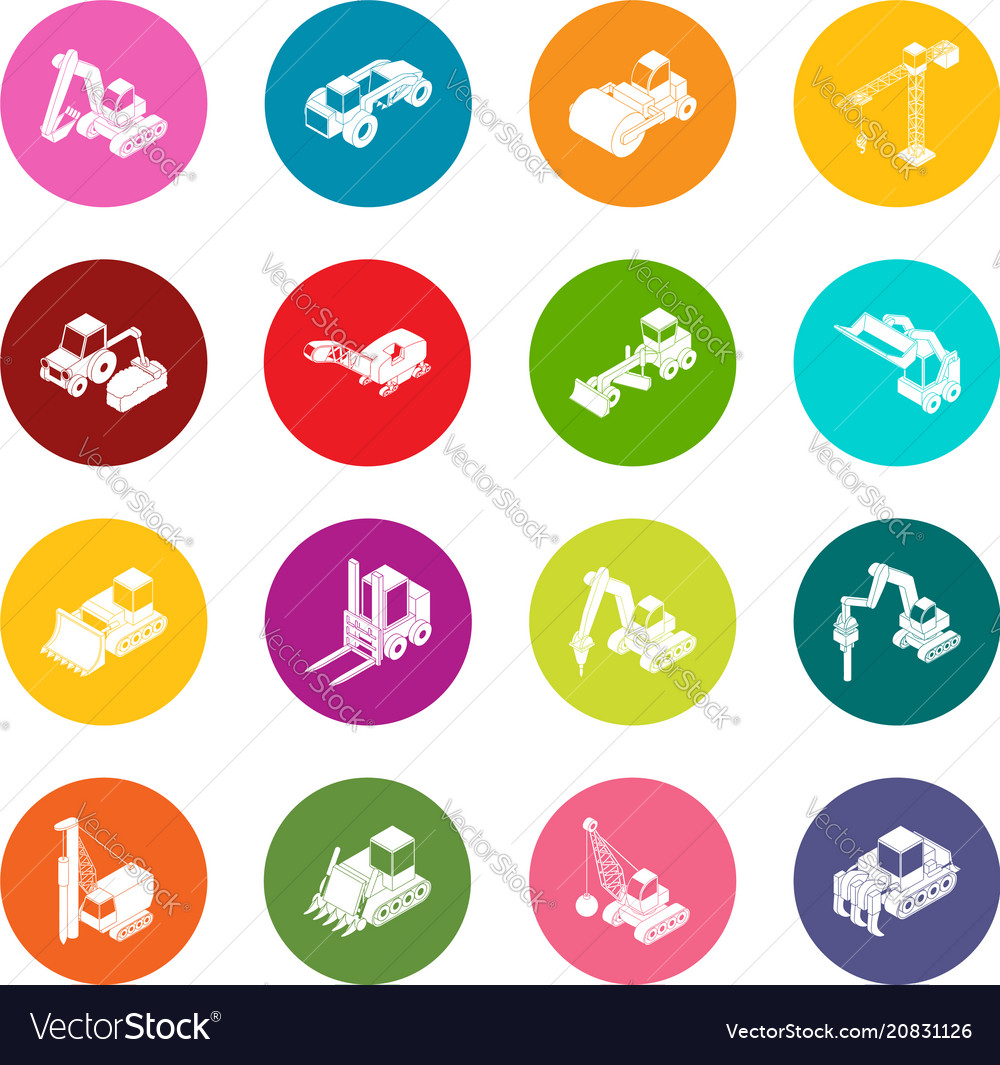 Building Materials Icons Set Colorful Circles Vector Image Building Materials Icons Set Colorful Circles Vector Image