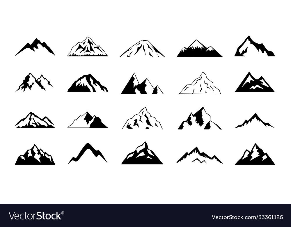 Mountains icon set Royalty Free Vector Image - VectorStock