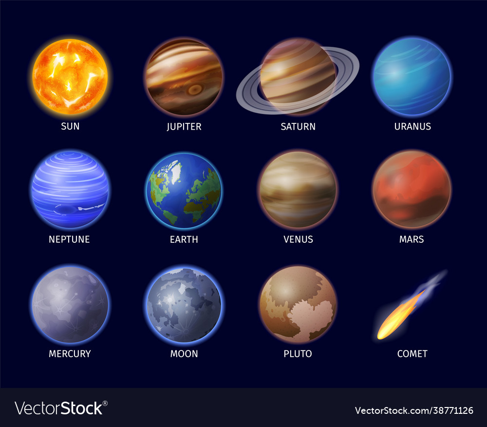 Space planet set Royalty Free Vector Image - VectorStock