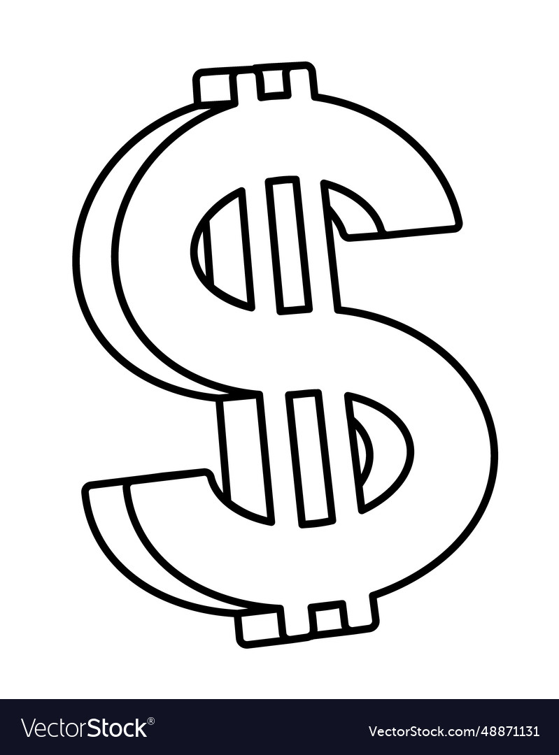 Abstract contour dollar Royalty Free Vector Image