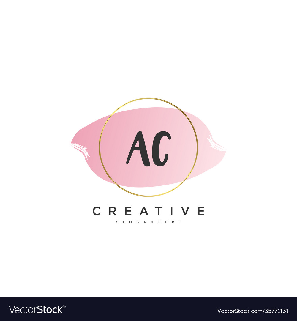 Ac beauty initial logo handwriting art Royalty Free Vector