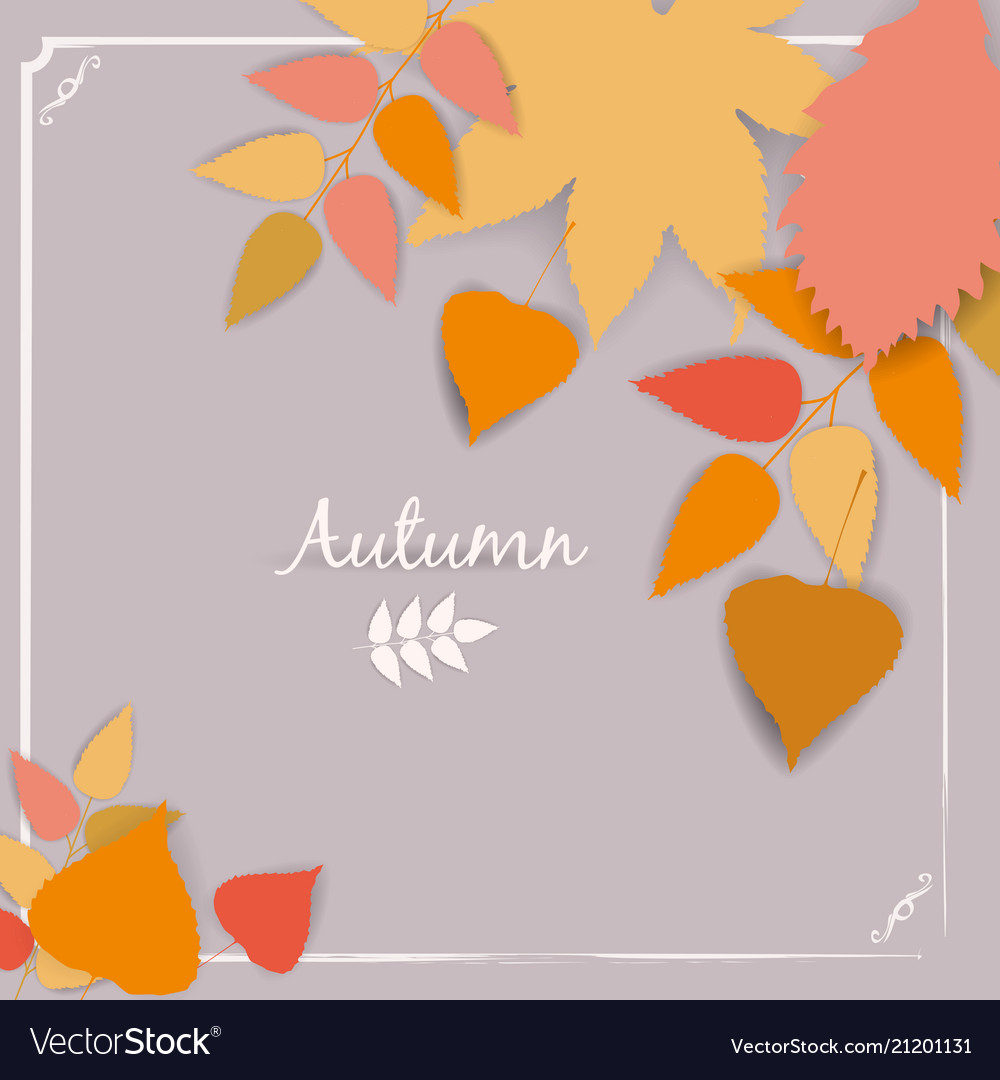 Autumn banner background with paper fall leaves Vector Image