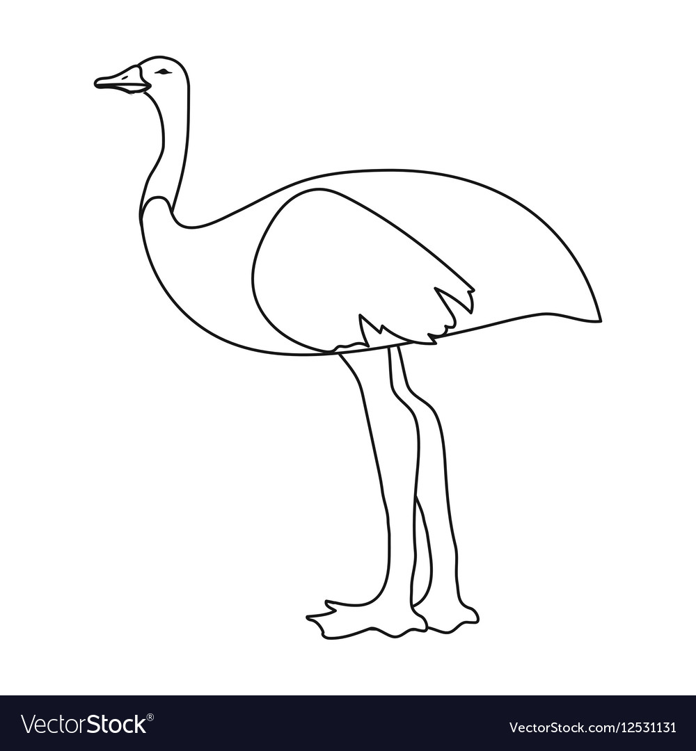 Emu icon in outline style isolated on white Vector Image