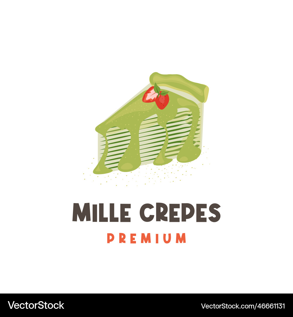 Green matcha flavored mille crepes Royalty Free Vector Image