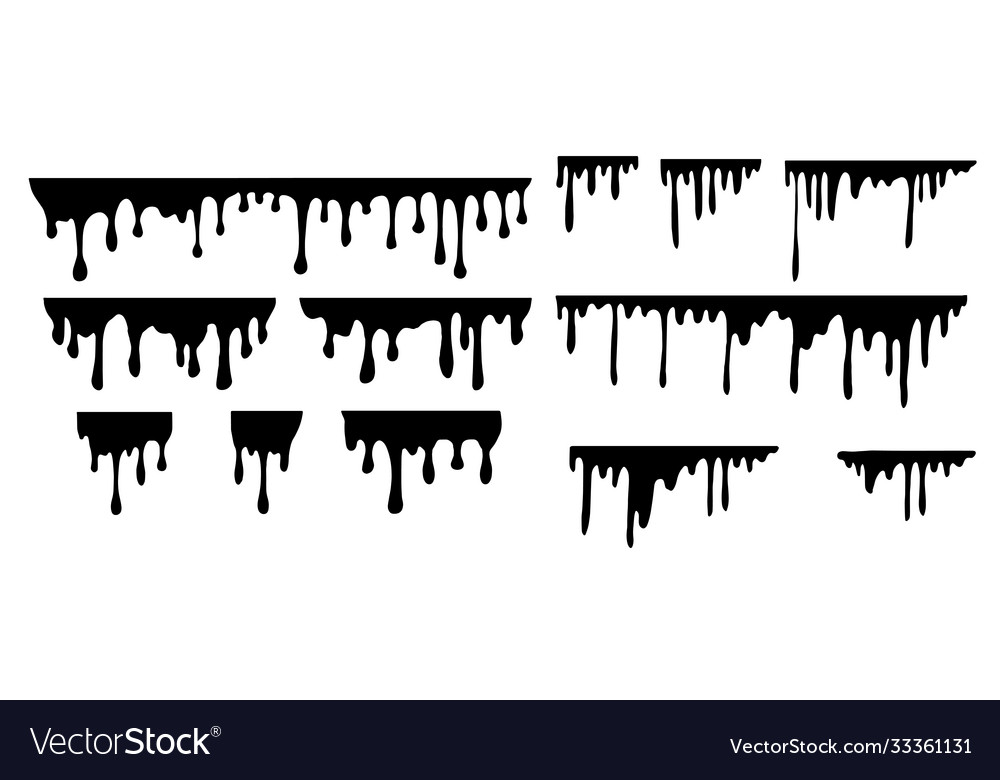 Paint drips current black current drops Royalty Free Vector