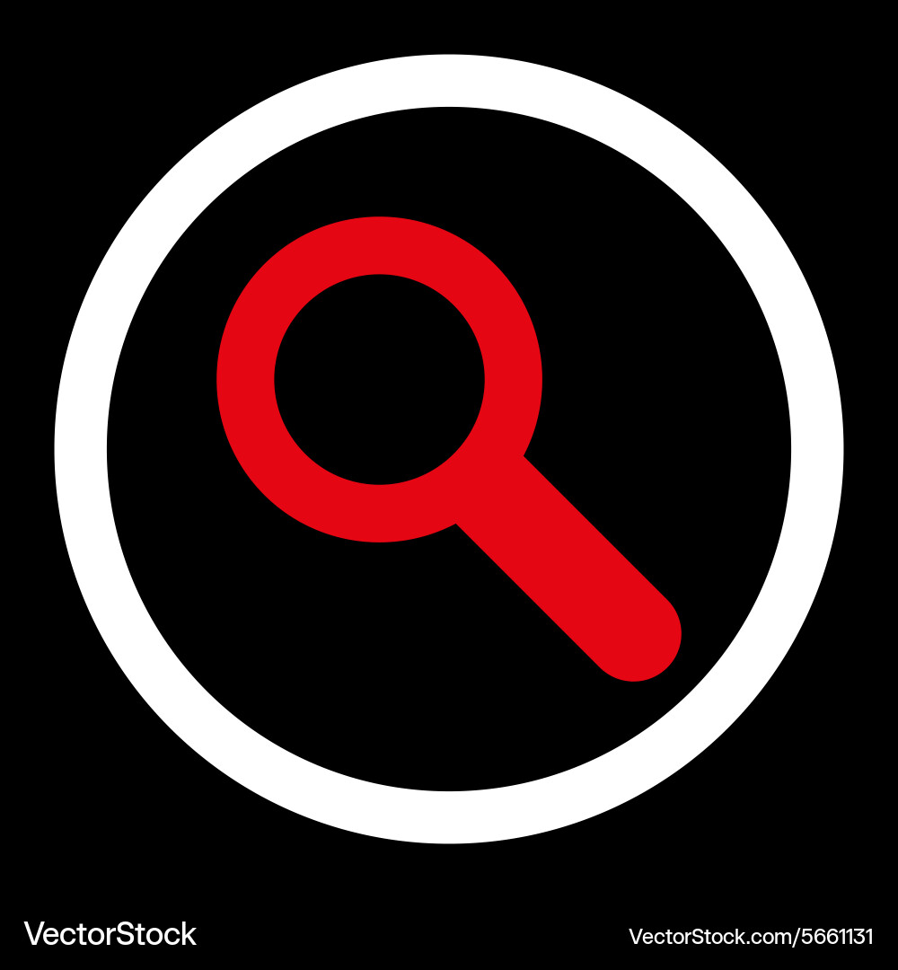 Search flat red and white colors rounded Vector Image